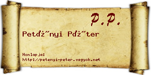 Petényi Péter névjegykártya