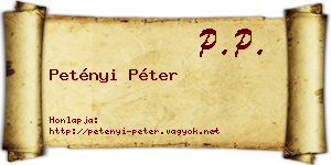 Petényi Péter névjegykártya
